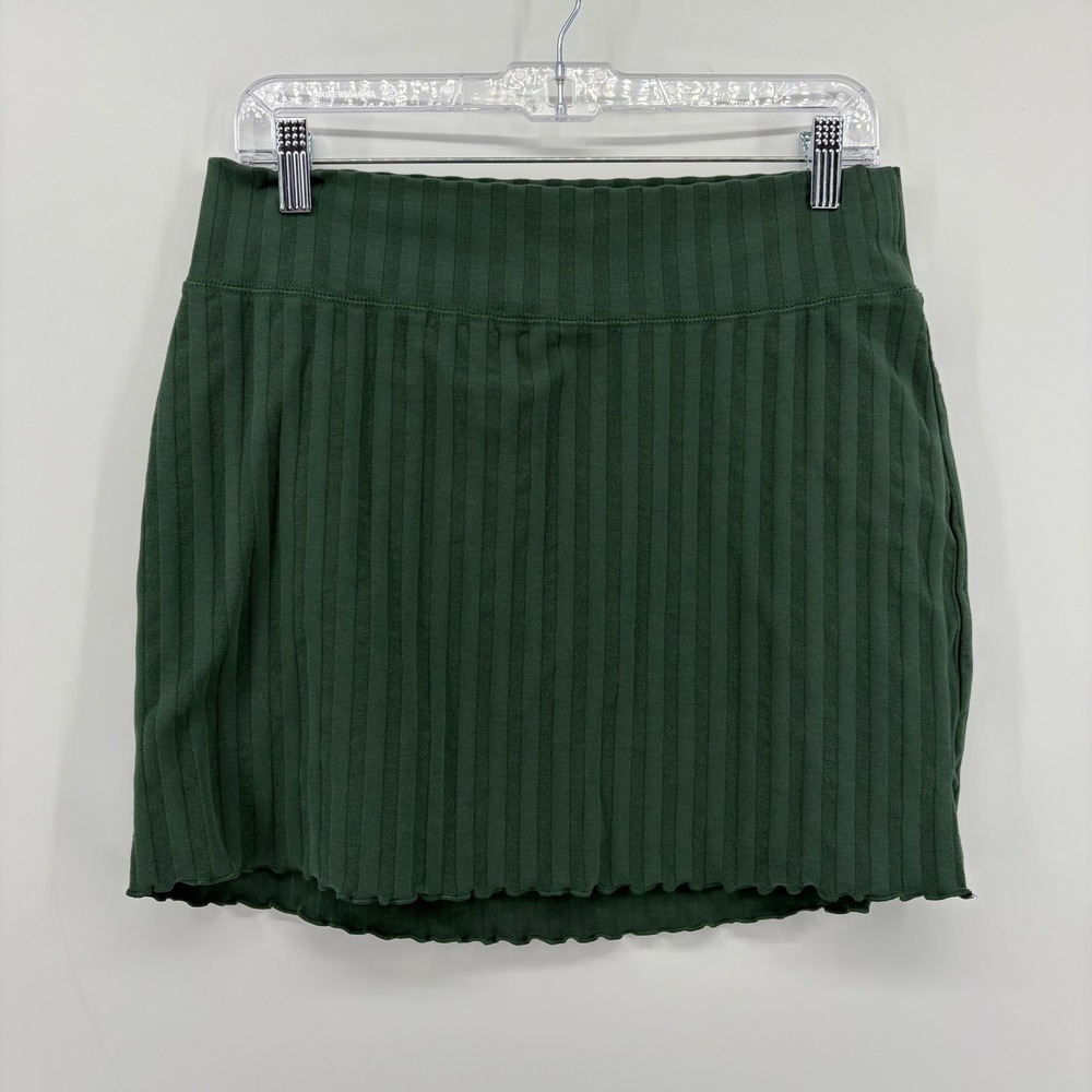 OFFLINE by Aerie OG Original Ribbed Skirt Forest Green Lettuce Hem Large L